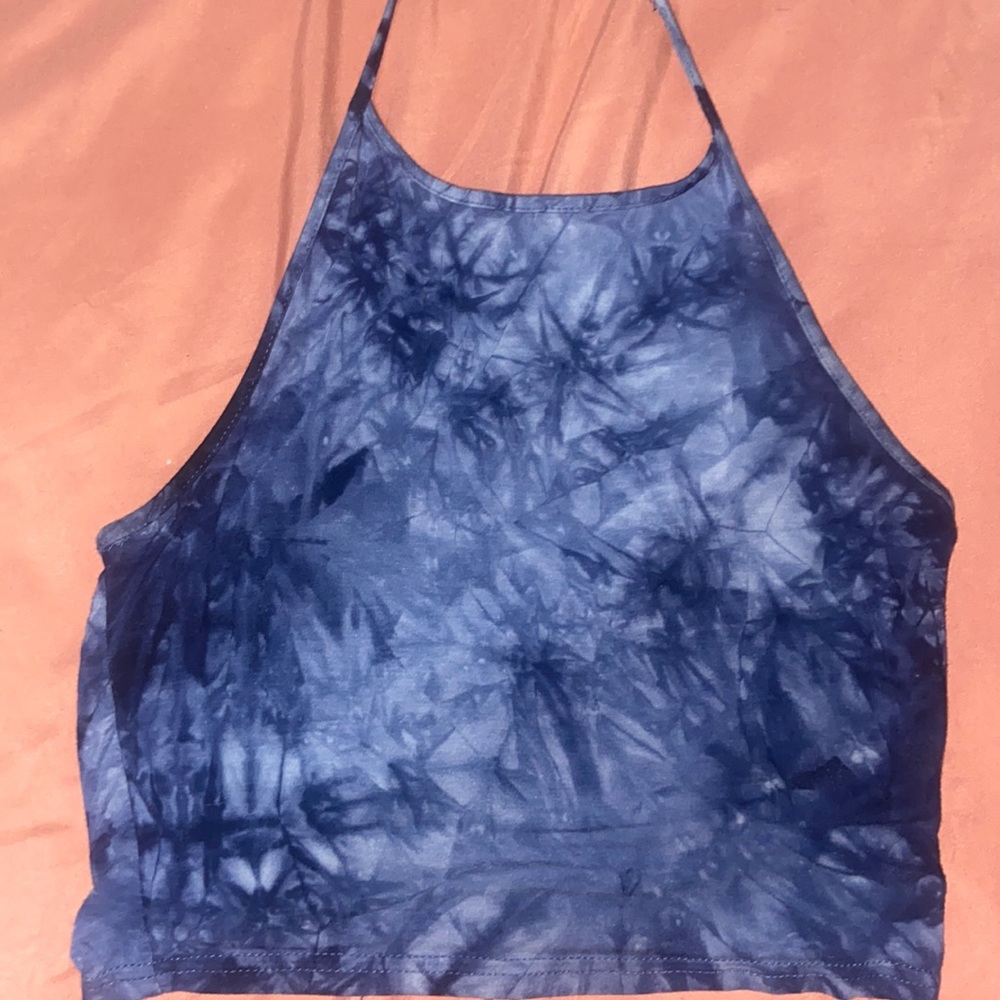 size xs, blue tie dye, cropped, halter top